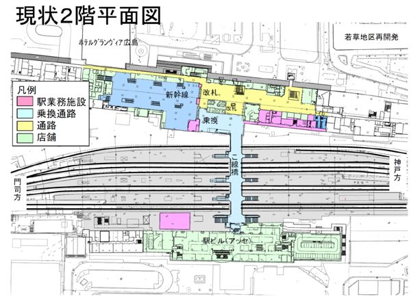 広島駅・橋上駅工事とエキナカ計画、ビフォーアフター