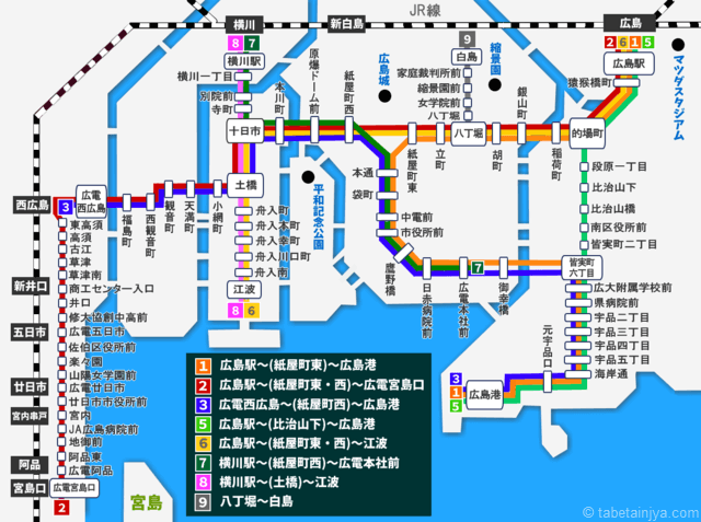 広島電鉄 路面電車の路線図