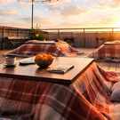 屋上コタツ！みかん・おしるこ・ボードゲームなどで、まったりと