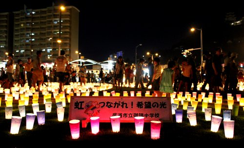 希望の灯りまつり、尾道駅前に5000個の灯り 画像1