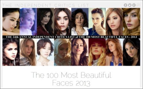 2013年 世界で最も美しい顔100人が発表！