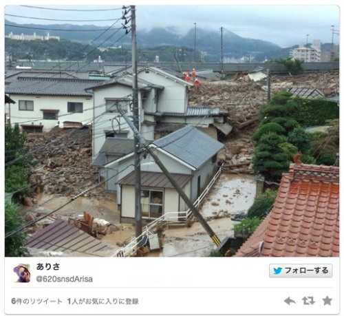 広島で土砂崩れによる被害発生、記録的大雨で