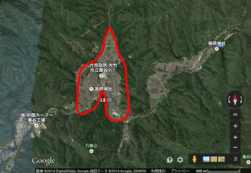 大竹市栗谷町の地図