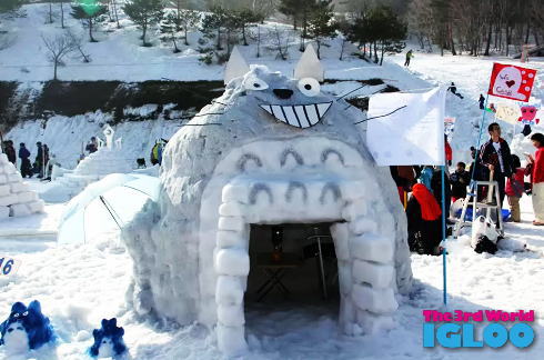 チーム対抗、世界イグルー選手権大会！雪のブロックで作るアートかまくら