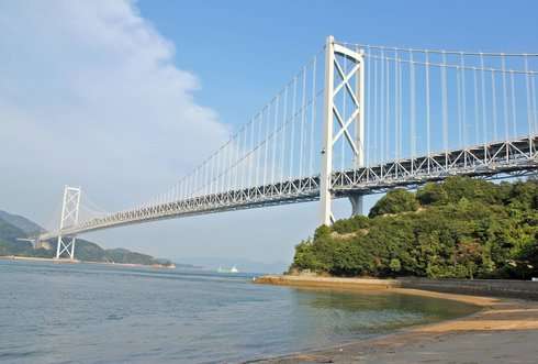 因島大橋記念公園、ビーチからの眺め