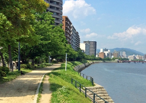 広島市の川沿いの風景