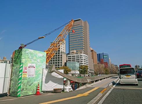 平和大橋　歩道橋工事の様子