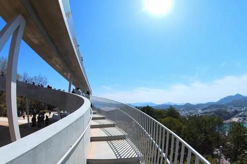 千光寺公園 展望台の印象的な螺旋階段