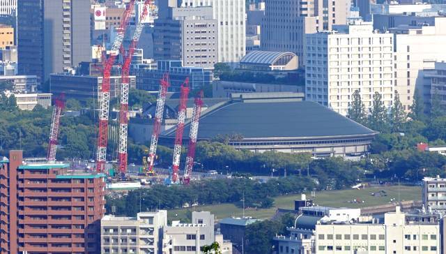 広島のサッカースタジアム（スタジアムパーク）工事風景 2022年5月 俯瞰