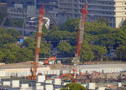 広島のサッカースタジアム（スタジアムパーク）工事風景 2022年5月