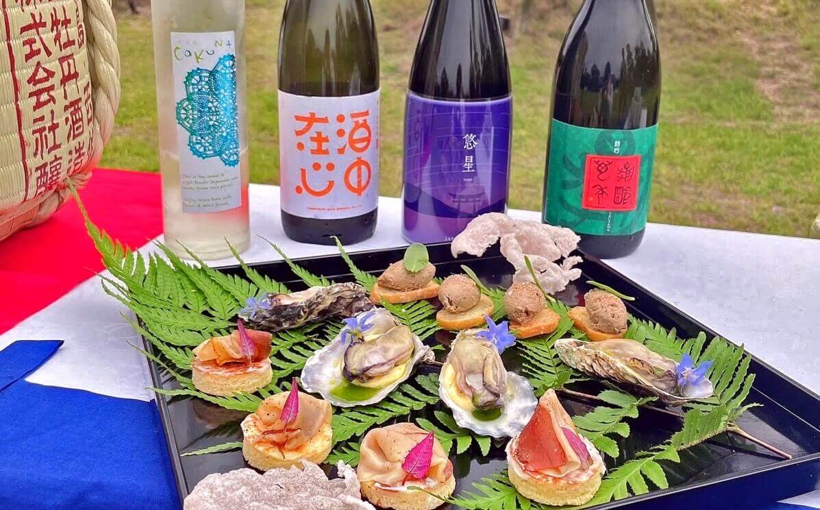 Ryokan尾道西山の庭園で「日本酒イベント」広島県の4蔵12種類のお酒を飲み比べ