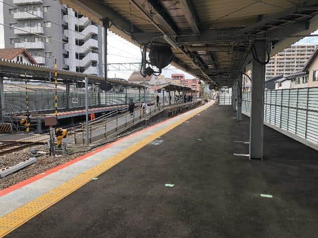 新しくなったJR下祇園駅の下り線ホーム（広島市安佐南区・可部線）