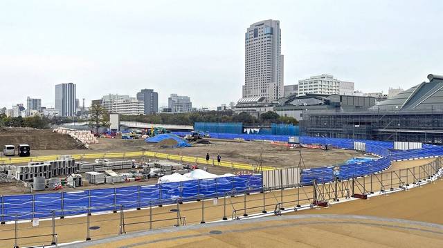 広島の新サッカースタジアム横で建設が進む、ひろしまスタジアムパーク 工事の様子