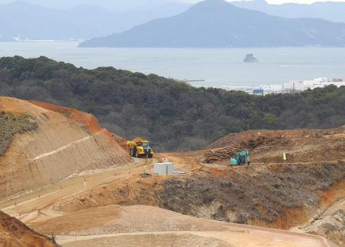 アクアイグニスと西松建設が進出、廿日市市平良 丘陵開発エリアの工事の様子