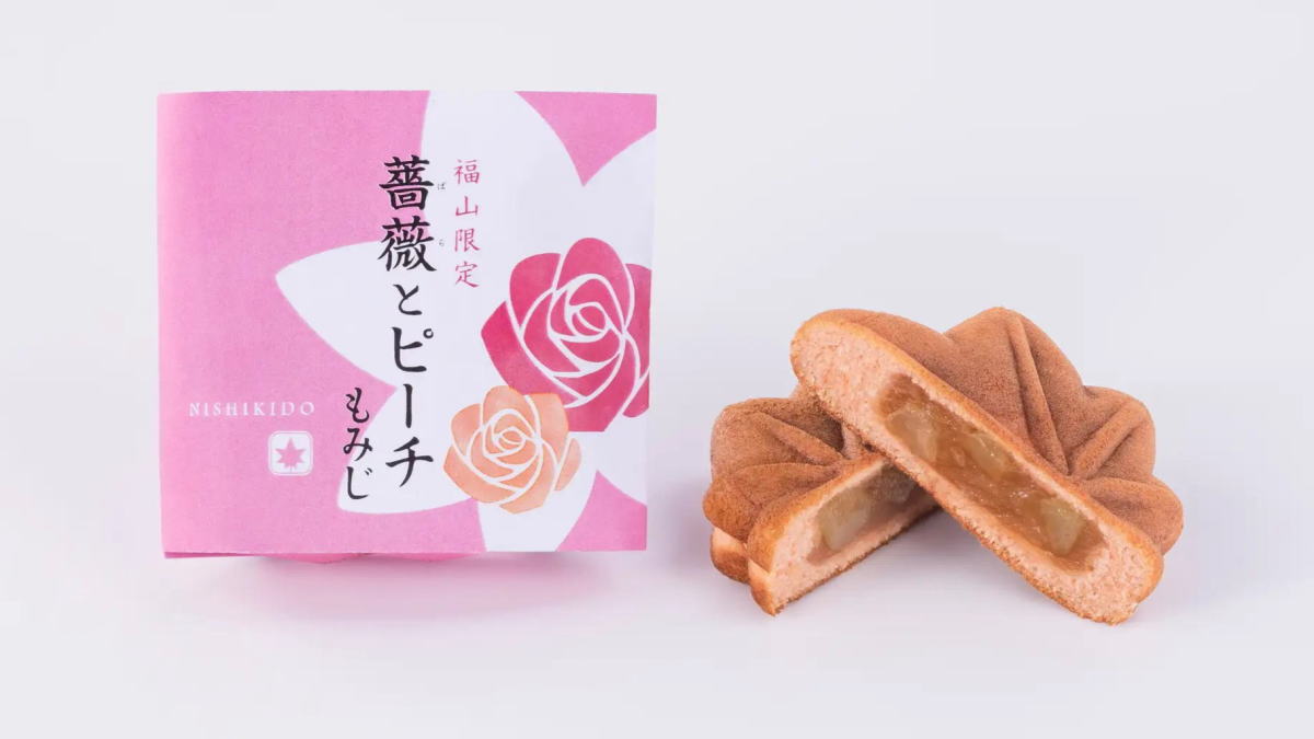 福山限定のもみじ饅頭！「薔薇とピーチもみじ」、1店舗だけの薔薇ソフトクリームも