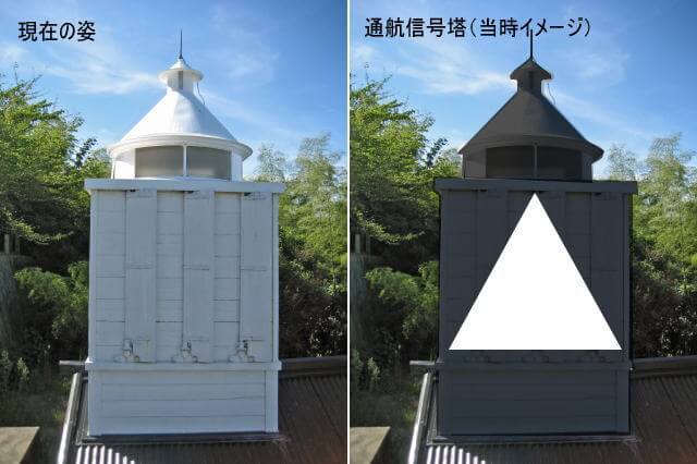 大浜埼灯台、通航信号塔の角塔（当時イメージ）