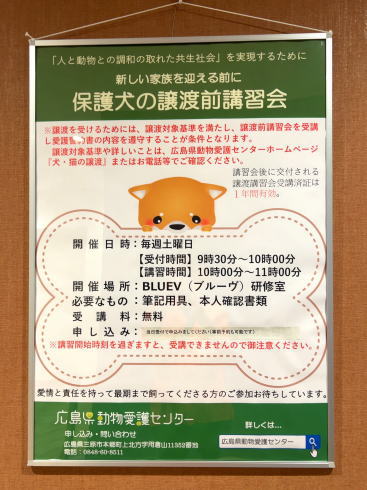 広島県動物愛護センター 譲渡前講習会案内