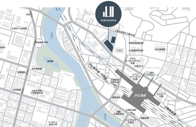 ディール広島 建設場所 東側には複合ビルが建つ予定