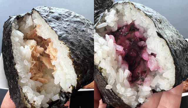 懐かしの「サラヤ」唐揚げおむすびセット、梅しそおむすびと唐揚げが美味しい