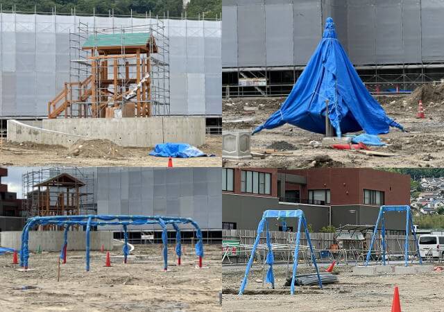 旧安佐市民病院跡地に、遊具や飲食店など「安佐北多目的交流広場」建設中