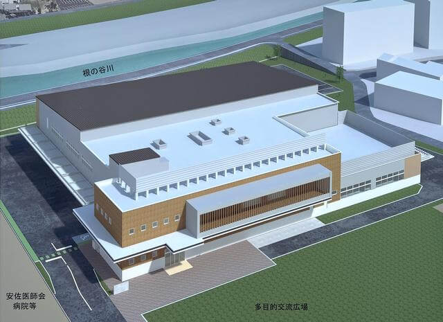 旧安佐市民病院跡地に、広島市北部地区学校給食センター(仮)の完成予想図