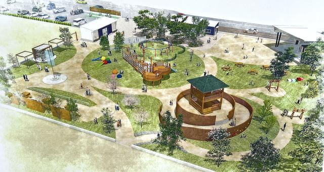 旧安佐市民病院跡地で、多目的広場・学校給食センターを建設中