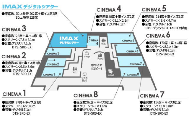 エーガル8シネマズ 館内マップ