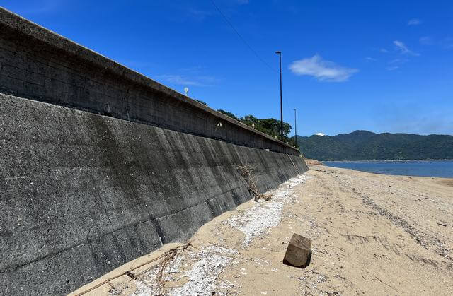 防波堤の計画「廿日市大野防災」がある、廿日市市大野の海岸・現在の風景
