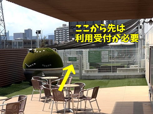 イオンモール広島府中 ドッグランテラス 奥がドッグラン専用