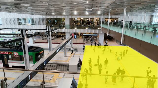 広島駅 エキデンスクエア(広島電鉄・路面電車乗り場前 広場の場所)