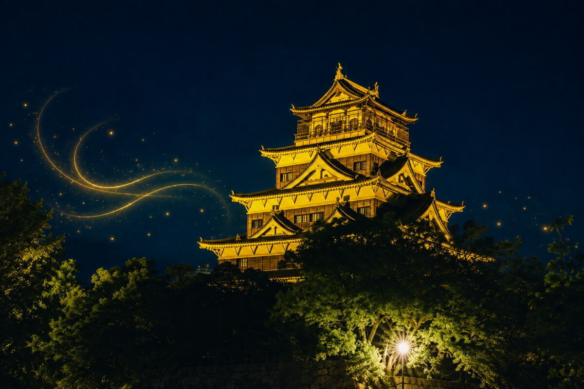 広島城が金色にライトアップ!「なぜゴールド?」7日間限定でいつもと違う夜景になるワケ
