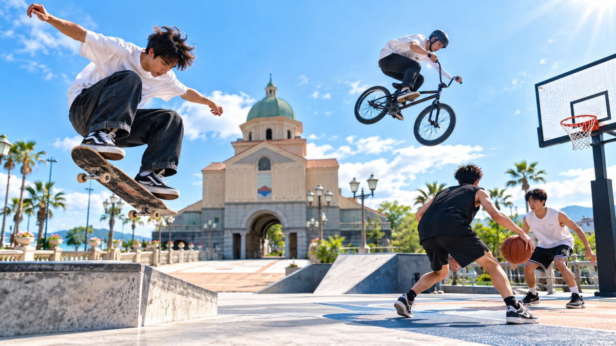 呉にアーバンスポーツ拠点「TADANO X BASE」スケボーやBMX・3×3バスケ、呉ポートピアパークと天応公園に
