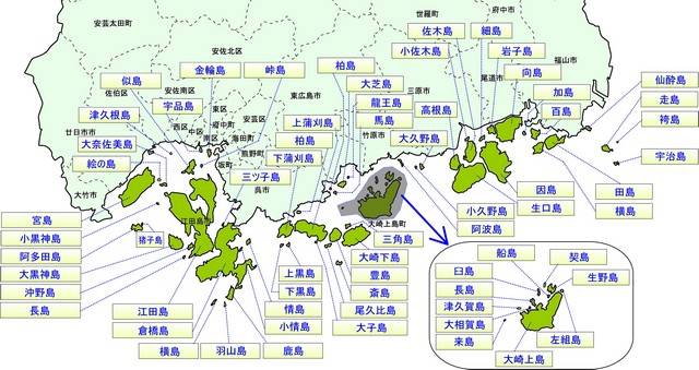 広島県の島 名前と地図